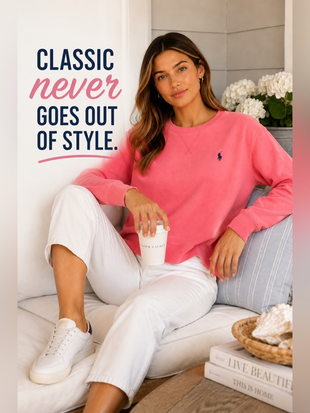 Polo Ralph Lauren Pink French Terry Sweatshirt Pony Logo Hi Low Hem SP (CKB074) - Picture 3 of 16